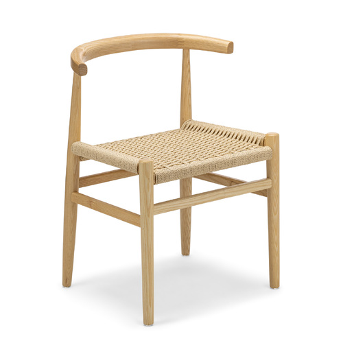 Oskar Set of 2 Ashwood Woven Cord Dining Chair, Natural
