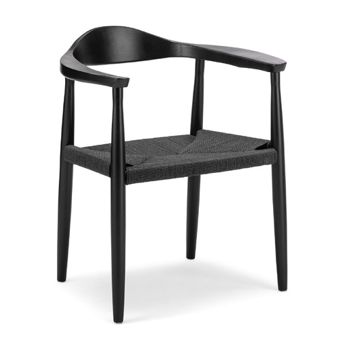 Koen Set of 2 Ashwood Woven Cord Dining Chair, Black