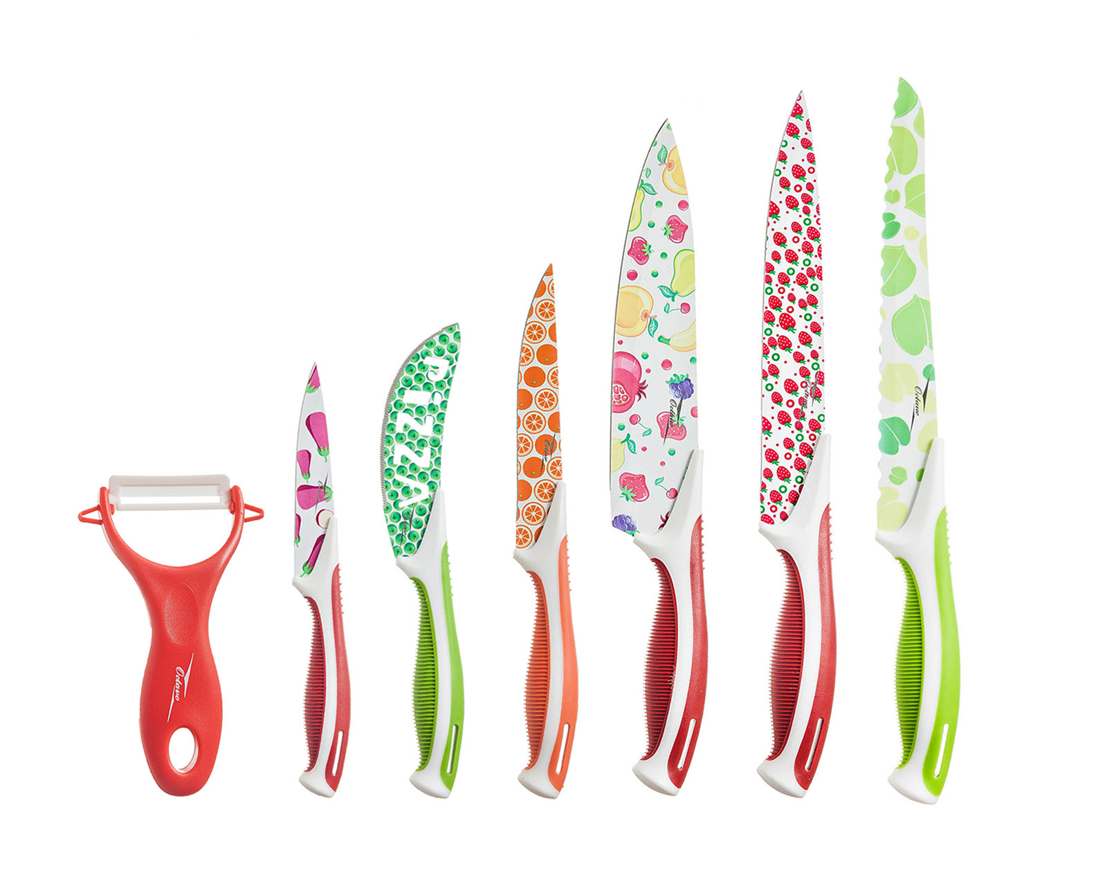 Swiss Line Octavo 7 Piece Coating Knife Set, Colourful Print Eastern