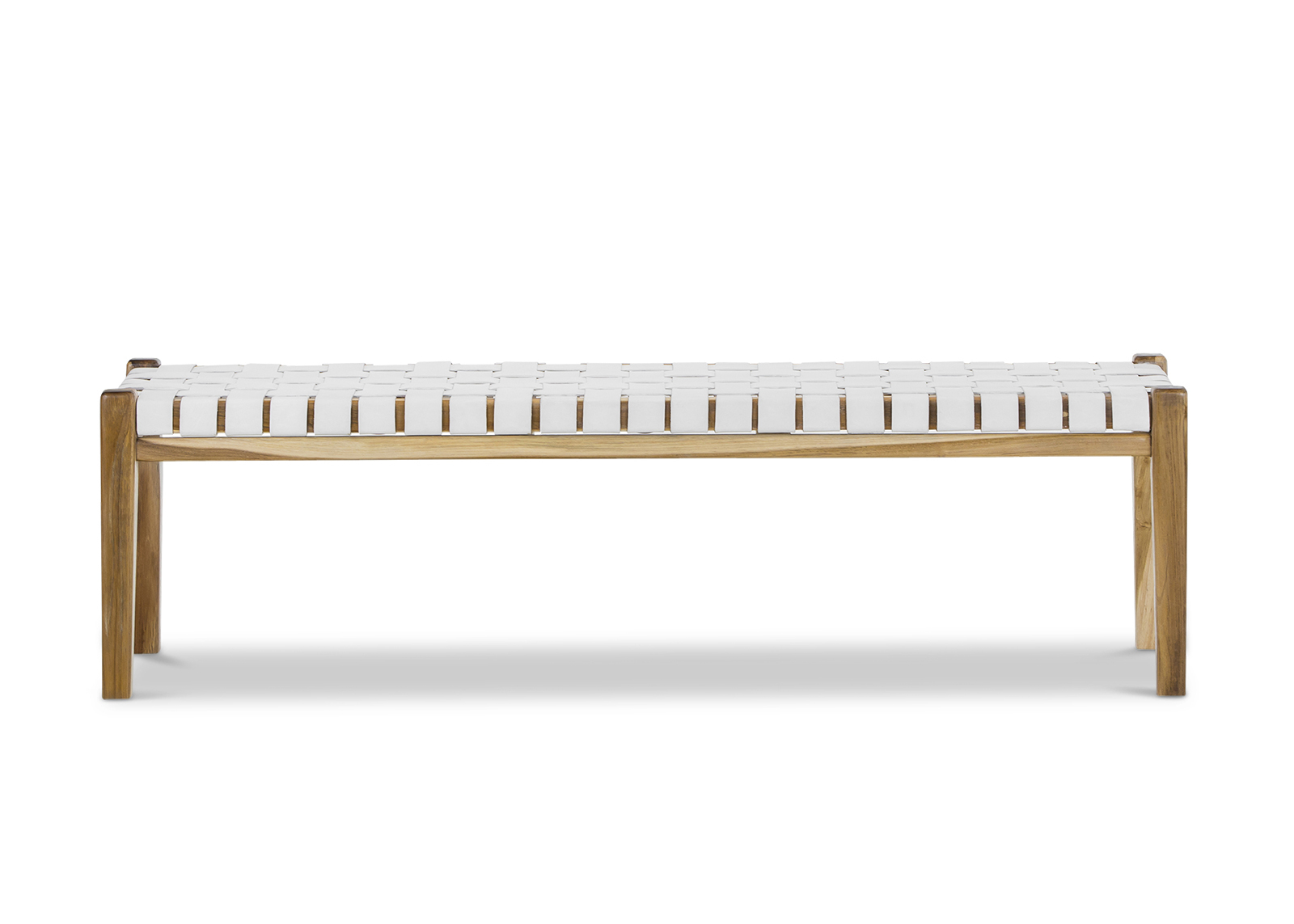 Lazie Bench Leather Strap 150cm in White L3 Home