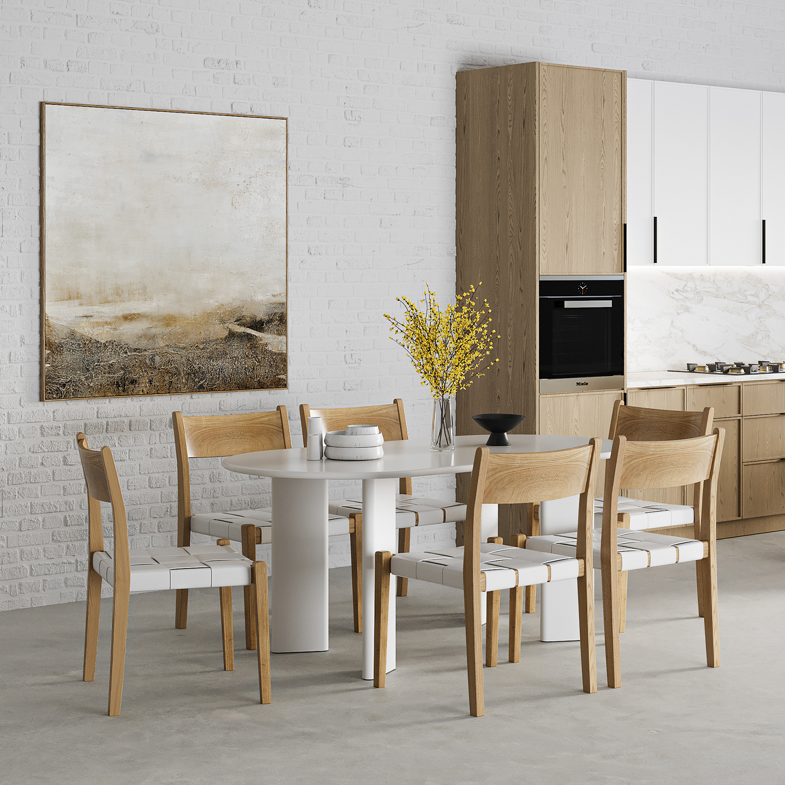 Omni Chunky Oval Dining Table in Matte White L3 Home