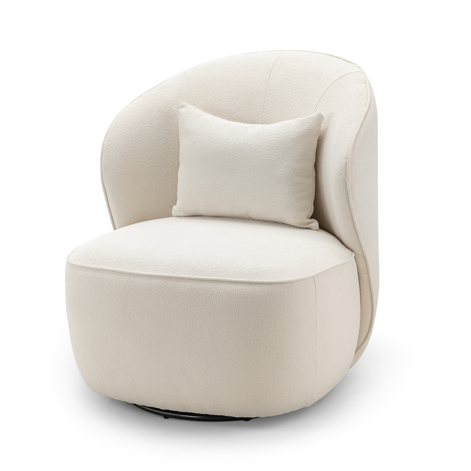 Zuri Swivel Lounge Chair in Bouclé Cream L3 Home