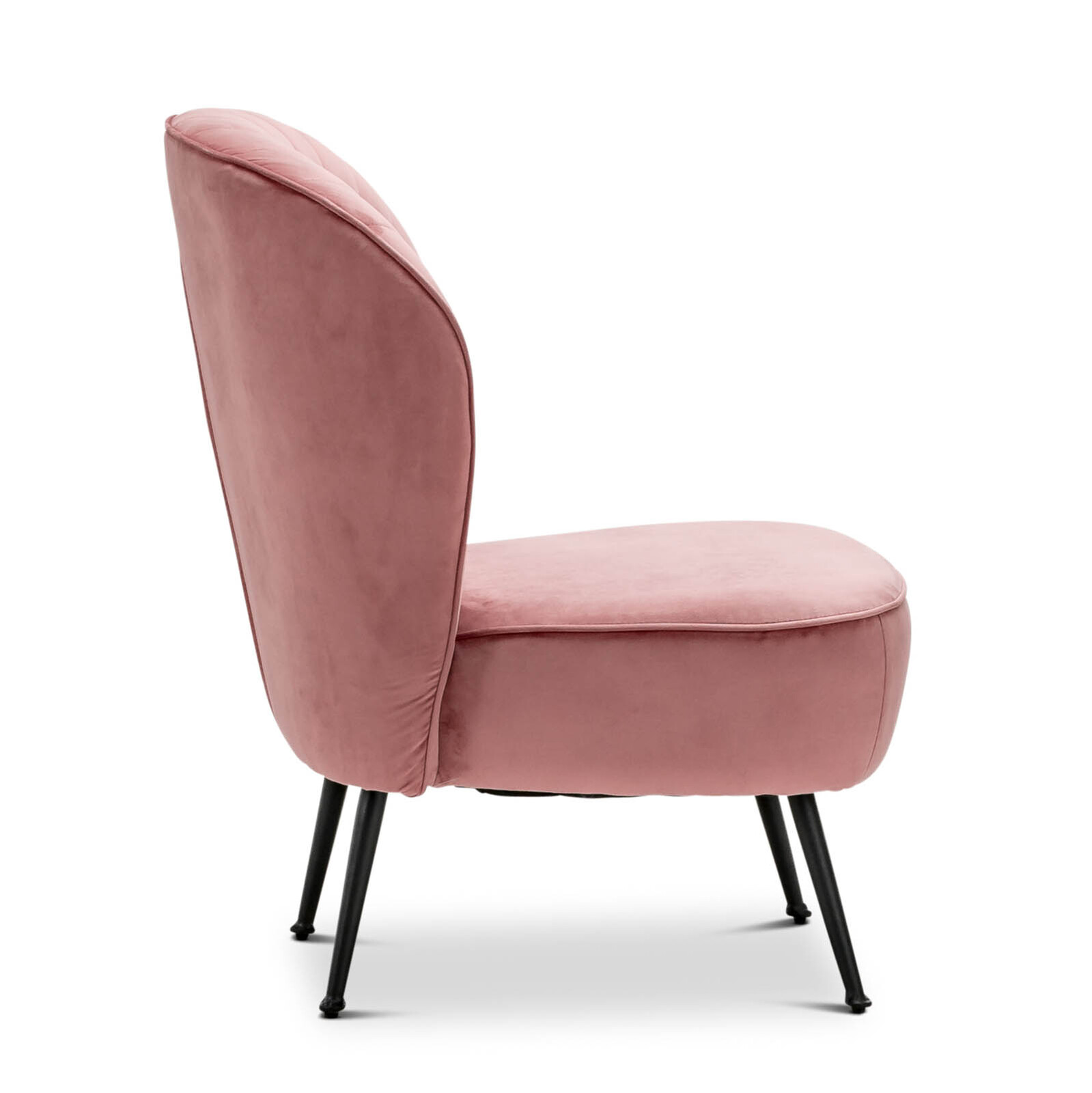 Shell Velvet Slipper Accent Chair, Dusty Pink & Black L3 Home