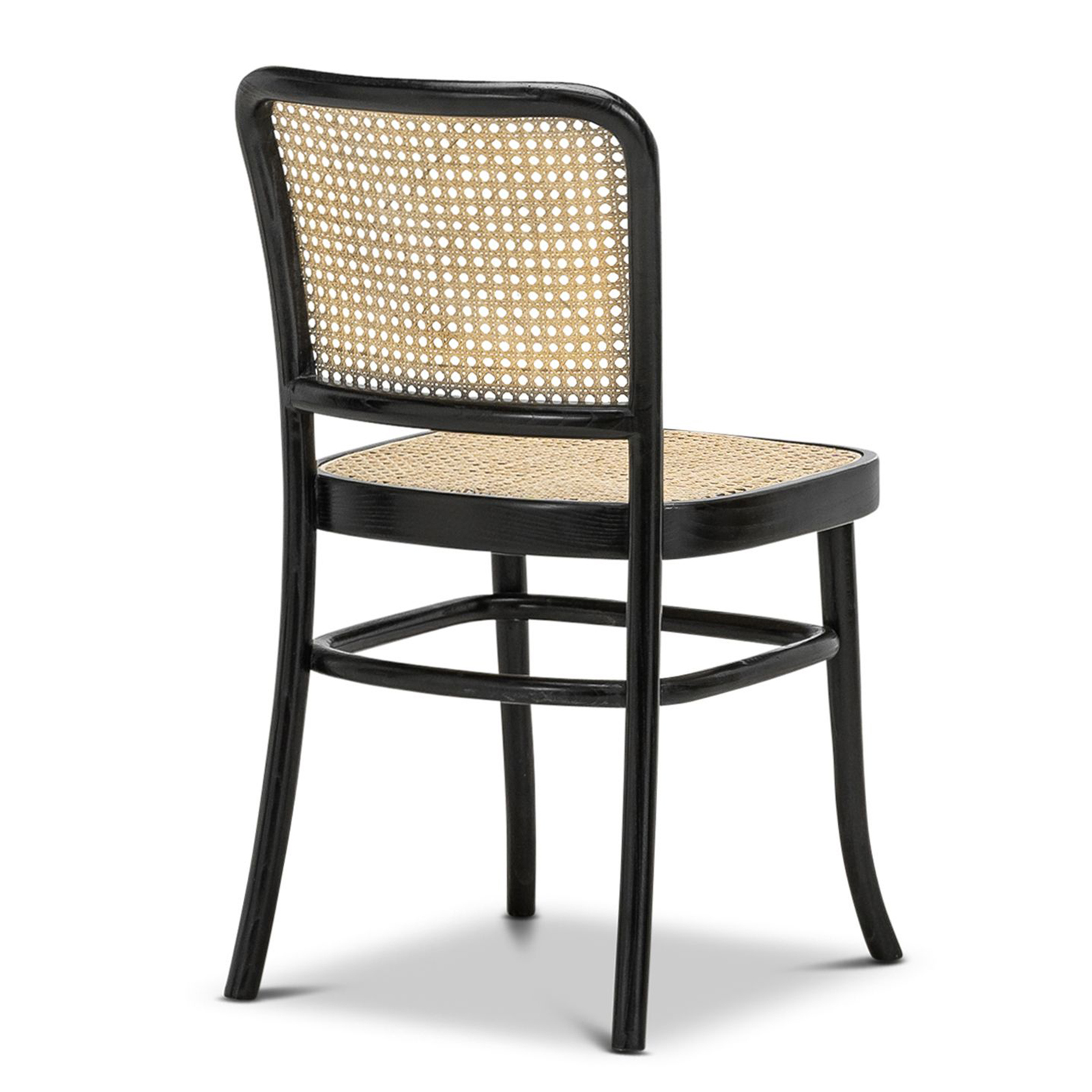 Black Natural Cane Dining Side Chair in Solid Teak