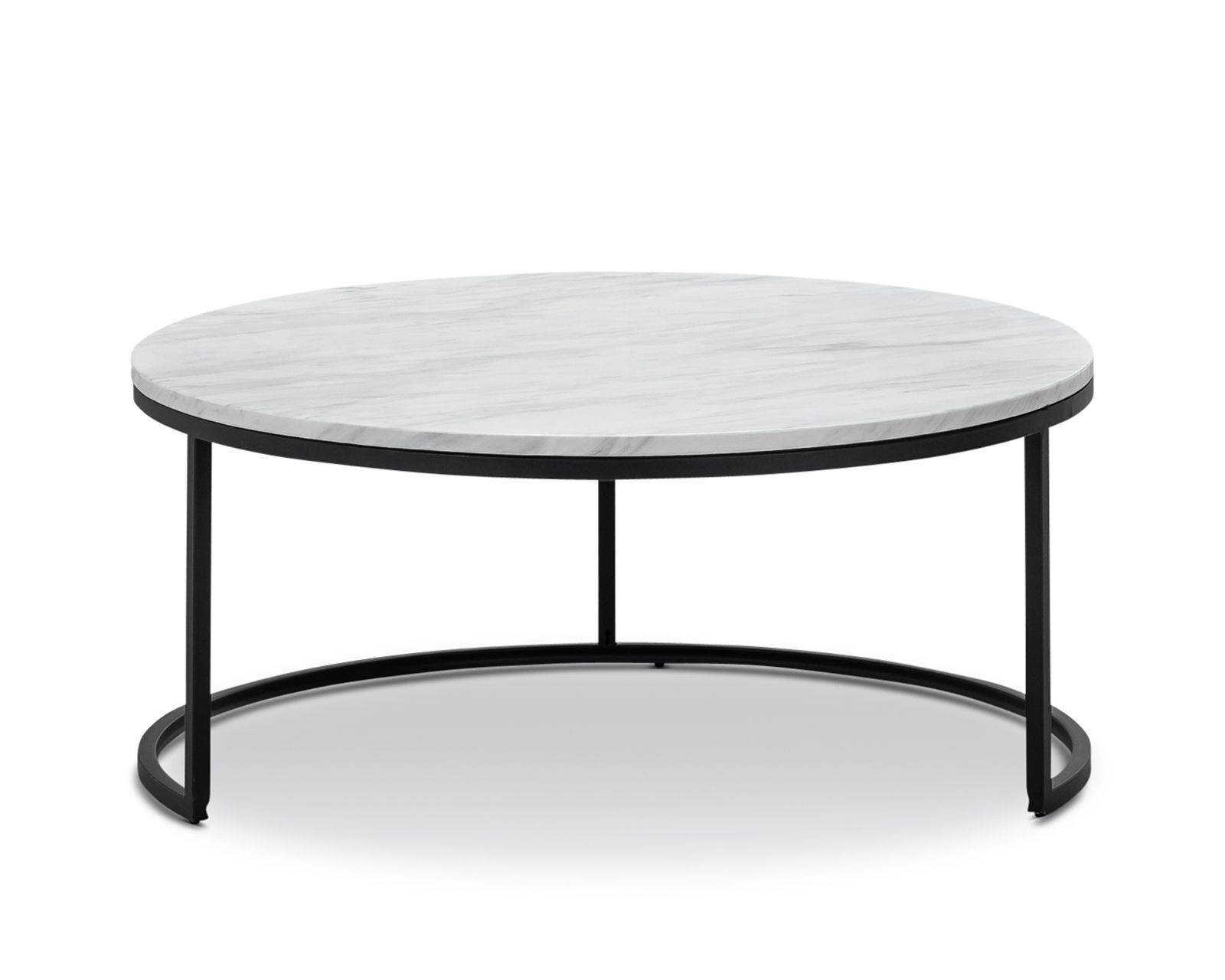 Khloe White Marble Round Nest Of Coffee Table Black Buying Options Preorder Save