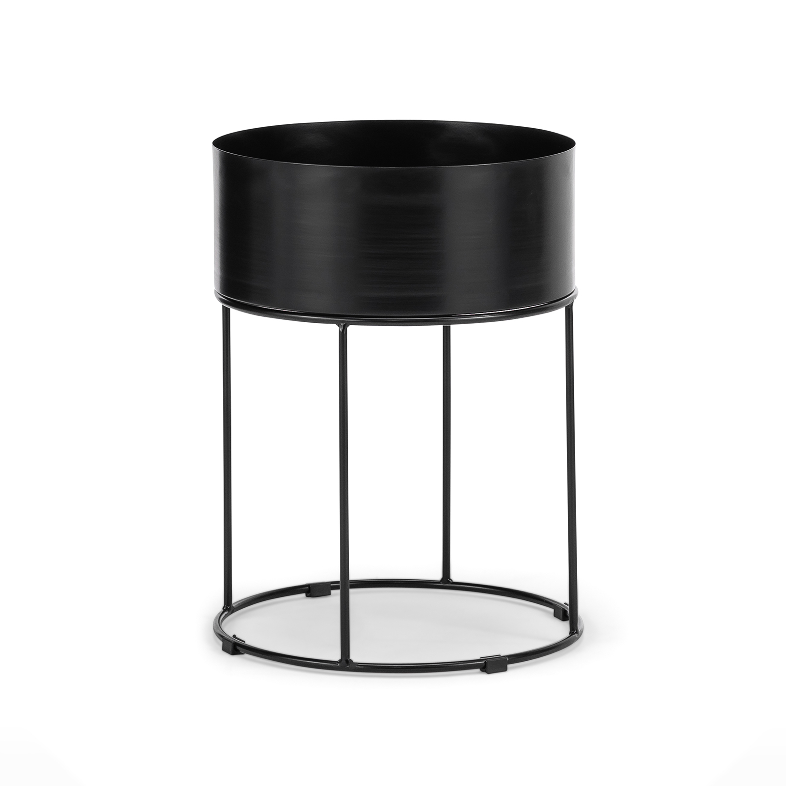 Nyah Round Storage Side Table in Matte Black L3 Home