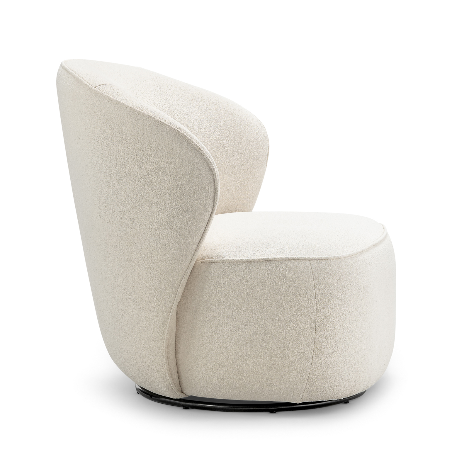 Zuri Swivel Lounge Chair in Bouclé Cream L3 Home