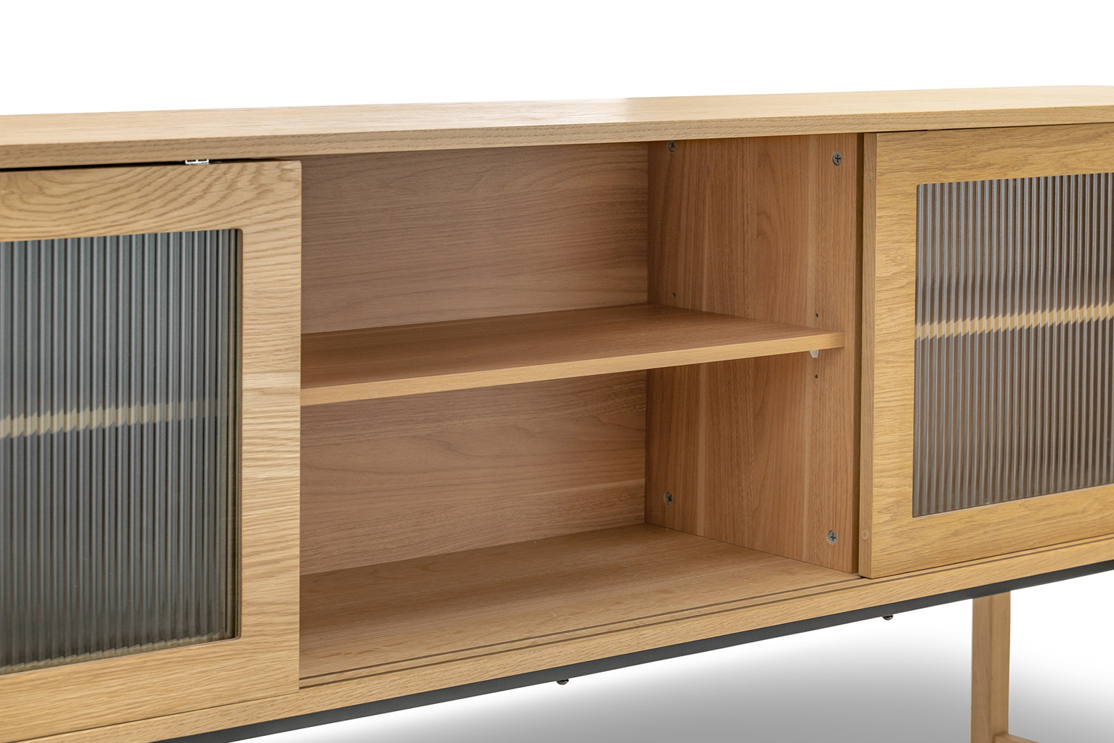 Arae Fluted Glass 3 Door Sideboard In Natural Oak L3 Home