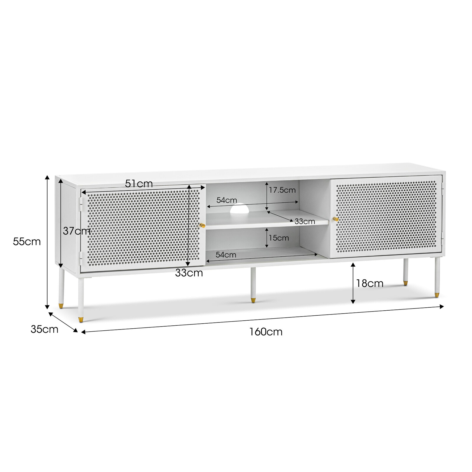 Mesh Steel TV Unit in Matte White L3 Home
