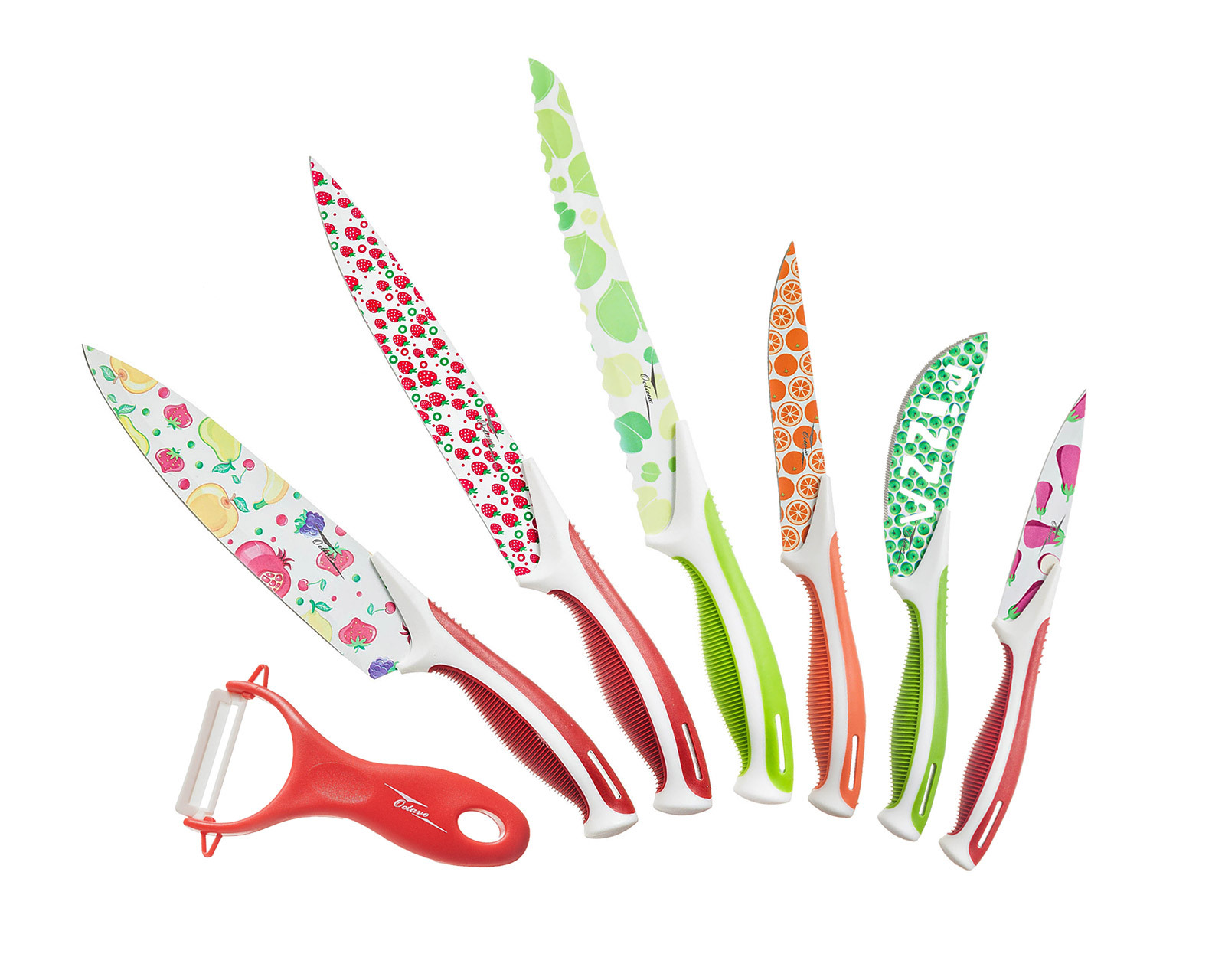 Swiss Line Octavo 7 Piece Coating Knife Set, Colourful Print Eastern