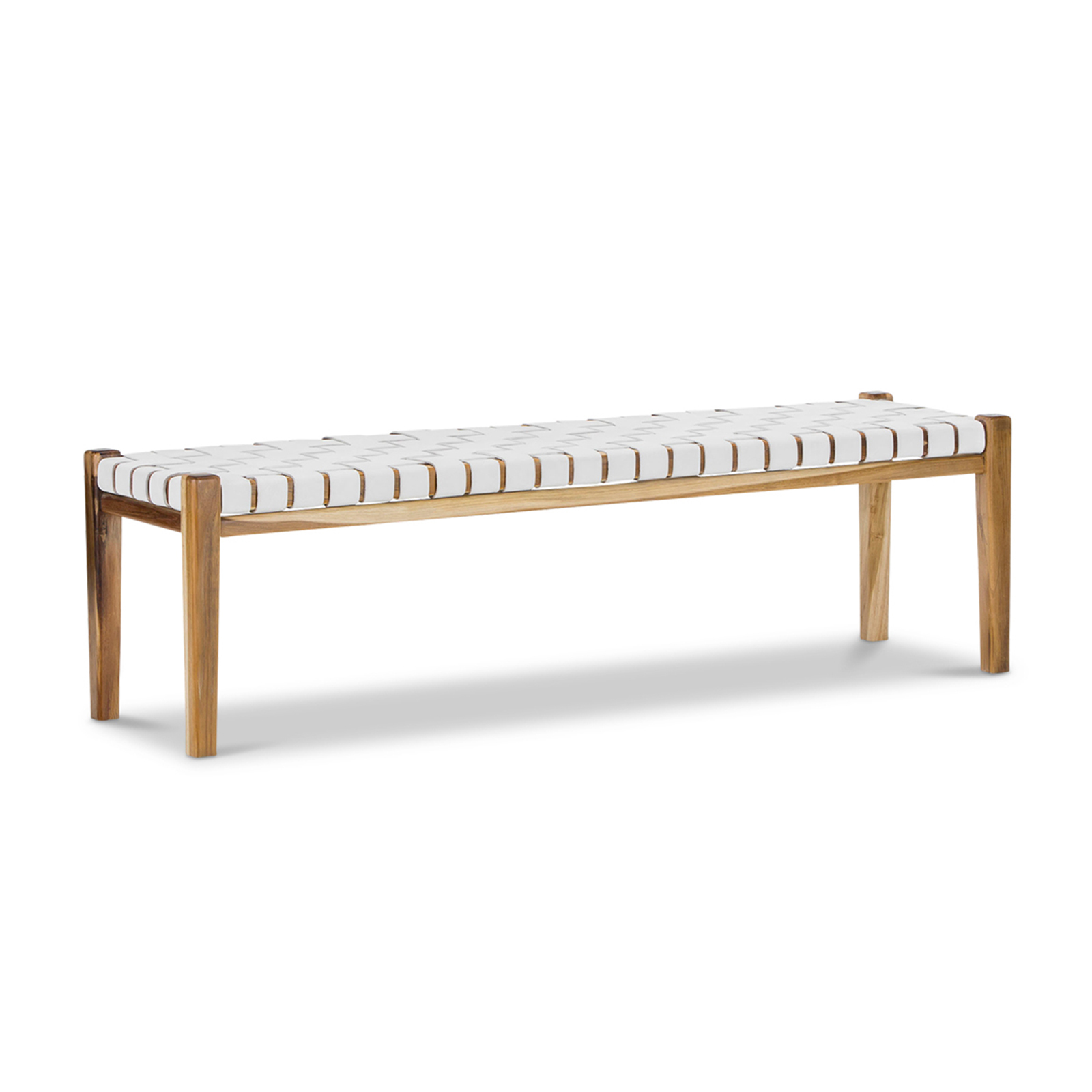 Lazie Bench Leather Strap 150cm in White L3 Home
