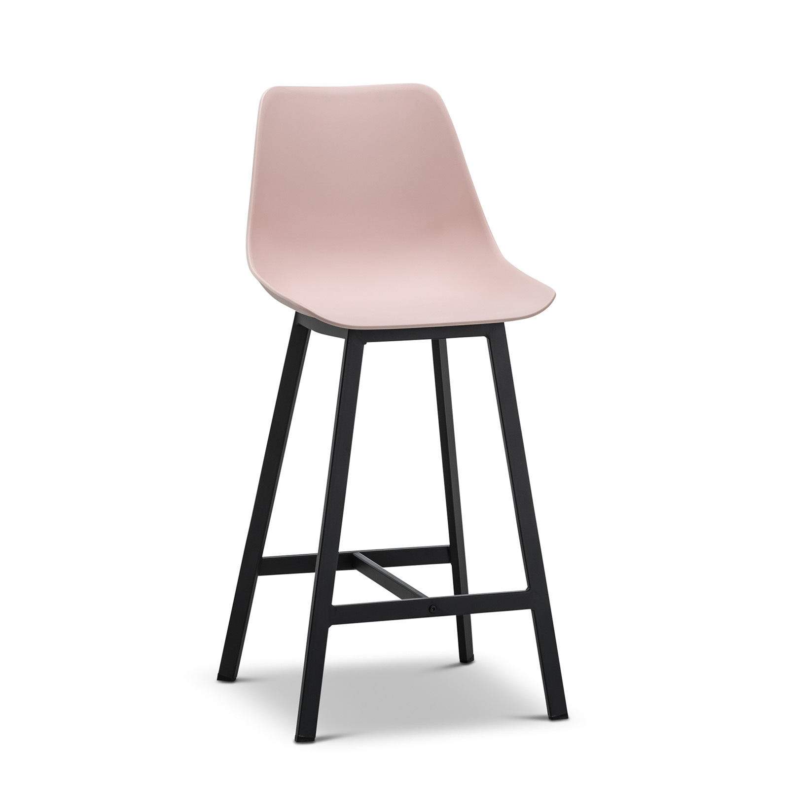 Hanns Blush Pastel Pink High Back Barstool With Black Legs Set Of 2