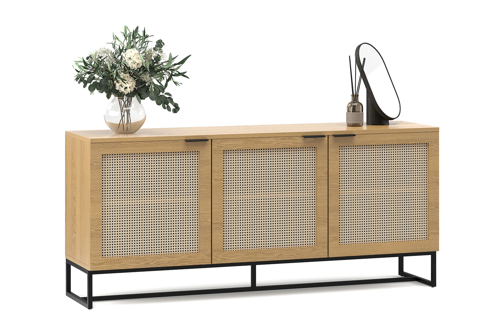 Hendrick Rattan 3 Door Sideboard in Natural Oak L3 Home