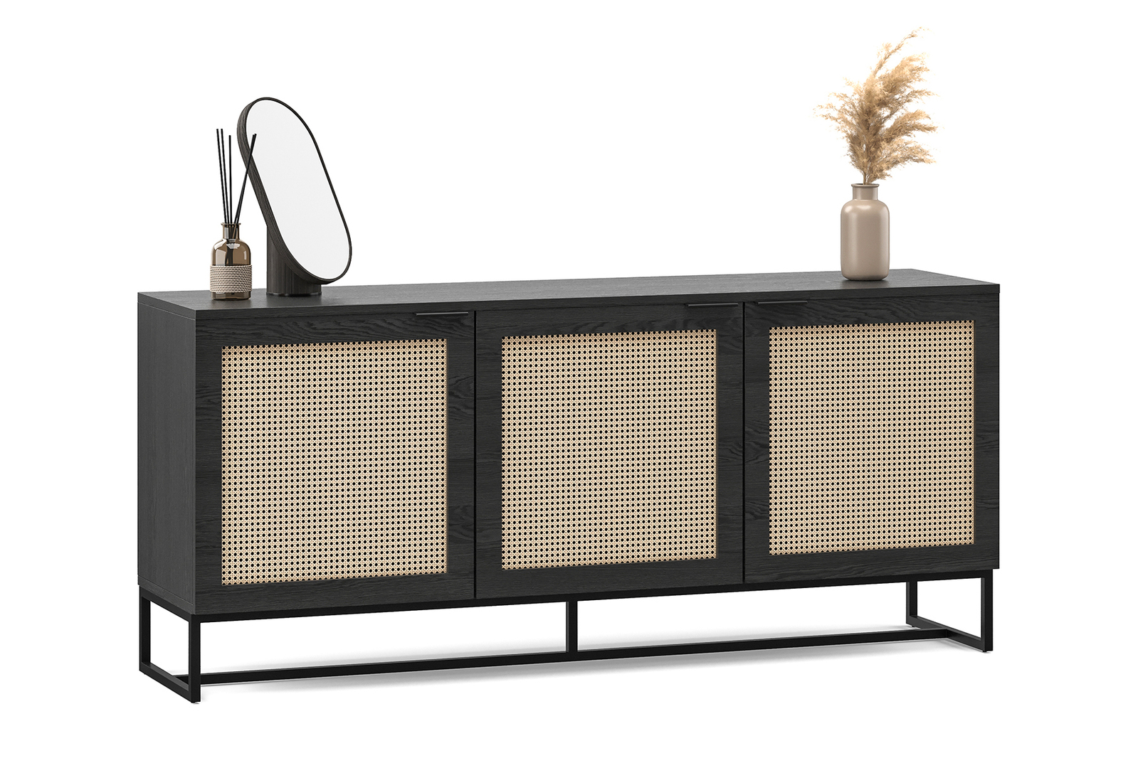 Hendrick Rattan 3 Door Sideboard in Black Oak L3 Home