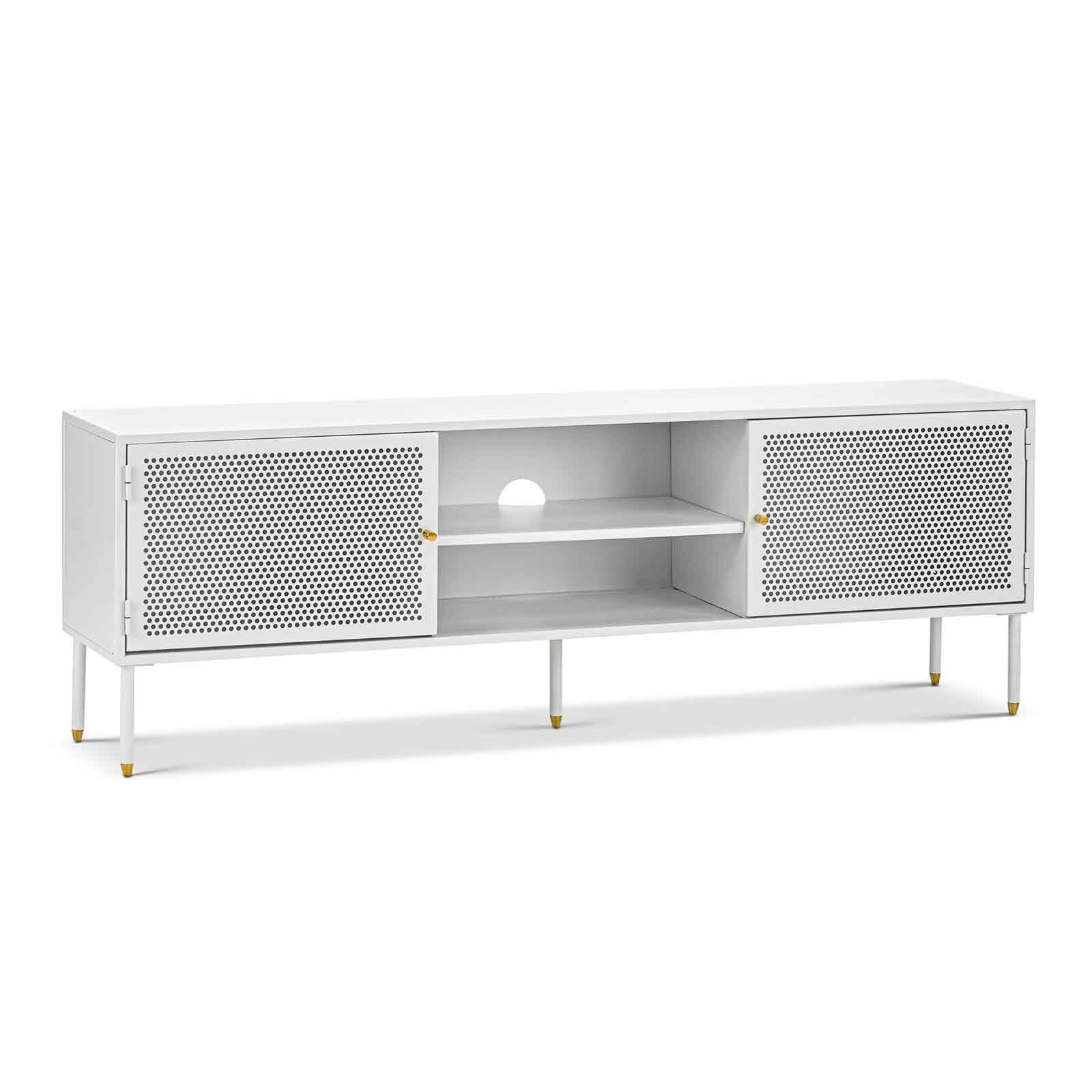 Mesh Steel TV Unit in Matte White L3 Home