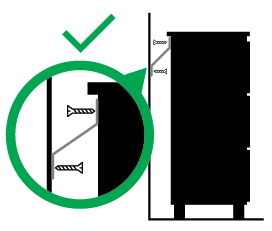 Illustration showing secured furniture with an anchor device