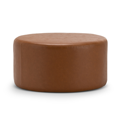 Halle Medium Round Ottoman, Whiskey Tan