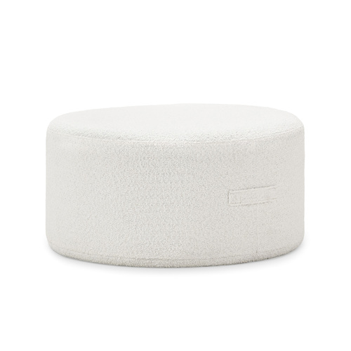 Halle Medium Round Ottoman, Bouclé Cream