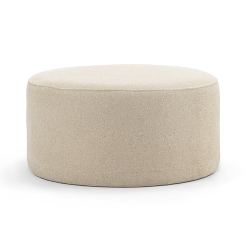 Halle Medium Round Ottoman, Sand Beige