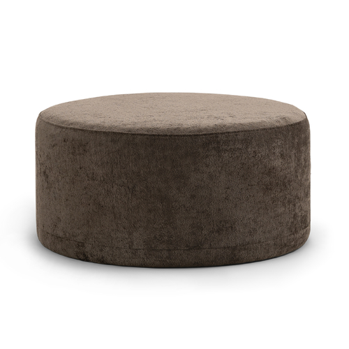 Halle Medium Round Ottoman, Chocolate