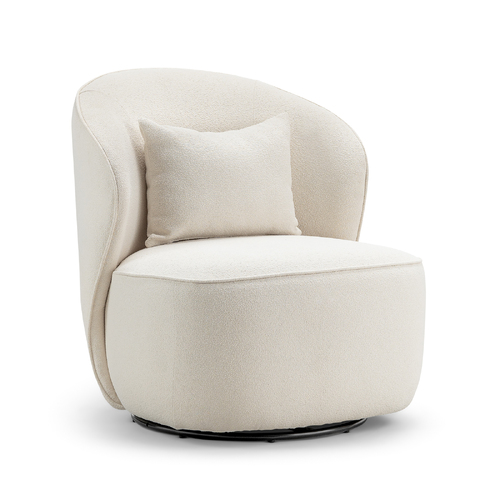 Zuri Swivel Lounge Chair, Bouclé Cream
