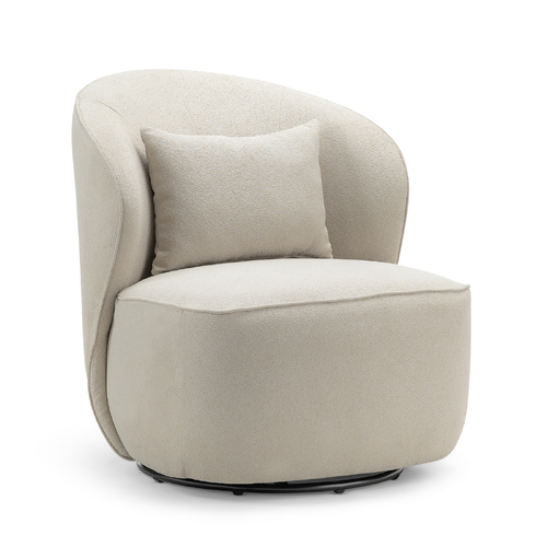 Zuri Swivel Lounge Chair, Bouclé Taupe
