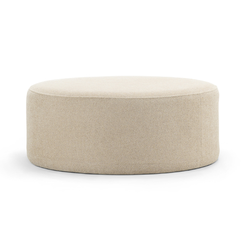 Halle Large 90cm Round Ottoman, Ecru Beige