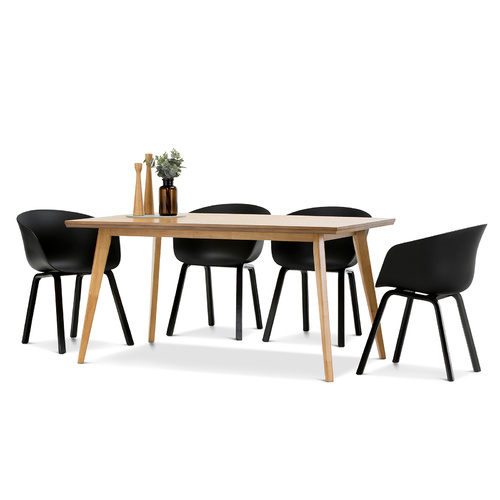 Bruno 5 Piece Dining Set with 4 Replica Black Hay Scoop Chairs