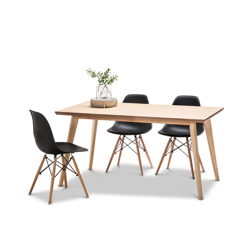 Bruno 7 Piece Dining Set with 6 Replica Black Eames Chairs