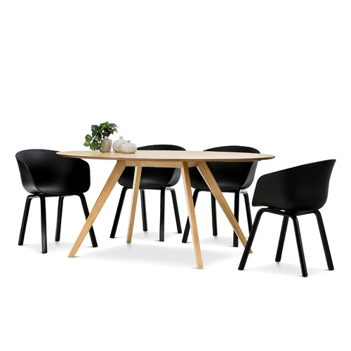 Carol 5 Piece Dining Set with 4 Replica Black Hay Scoop Chairs