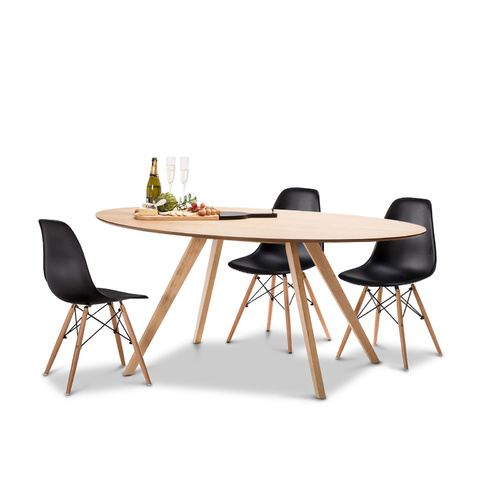 Carol 5 Piece Dining Set with 4 Replica Black Eames Chairs