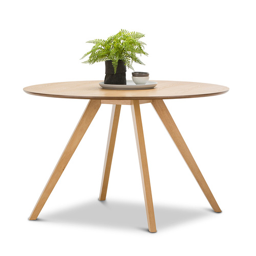 Milari Round Dining Table, Natural Oak