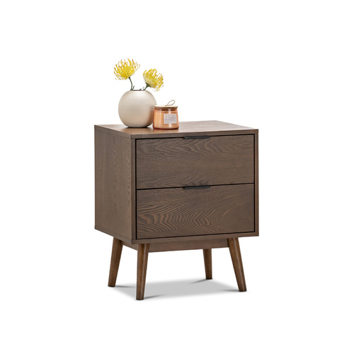 Stella 2 Drawer Bedside Table, Walnut