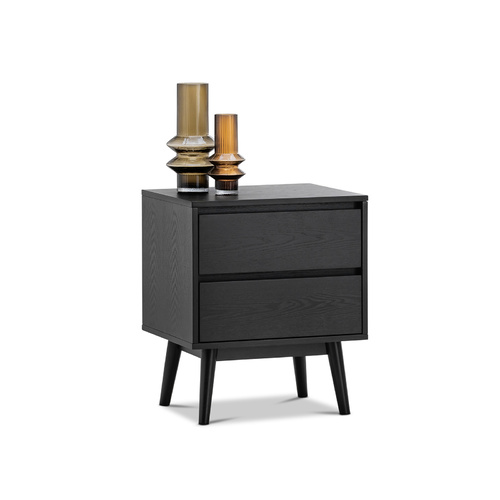 Maison 2 Drawer Bedside Table, Black Oak