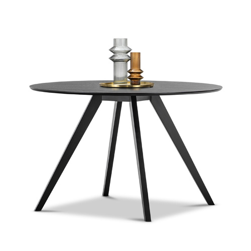 Milari Round Dining Table, Black Oak