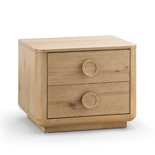 Taron 2 Drawer Bedside Table, Natural Ash