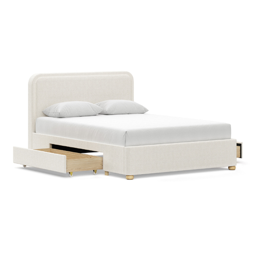 Lanore Queen 2 Drawer Storage Bed Frame, Canvas Ivory