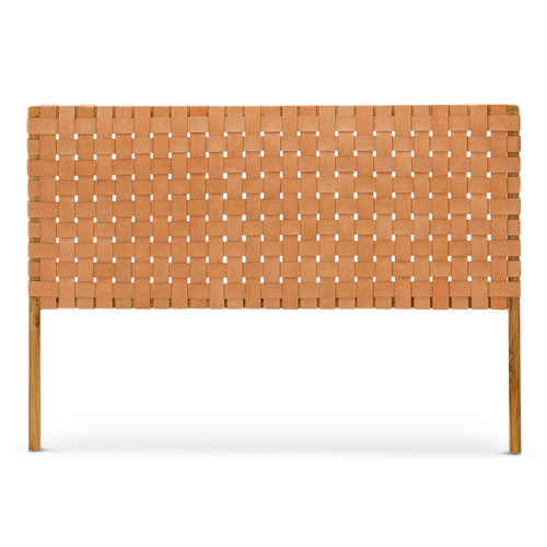Lazie Leather Strapping Bedhead, Teak & Natural Tan