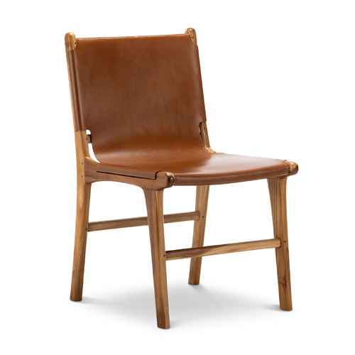 Lazie Set of 2 Leather Sling Dining Chair, Coco Tan