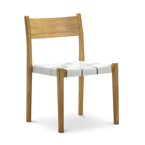 Laine Set of 2 Wide Leather Stackable Dining Chairs, White