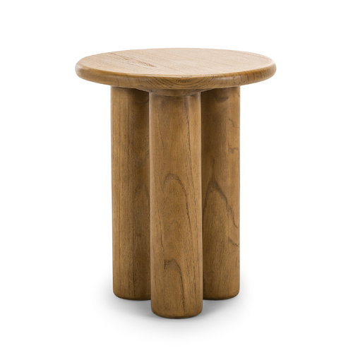Khakti Round Pillar Side Table, Natural
