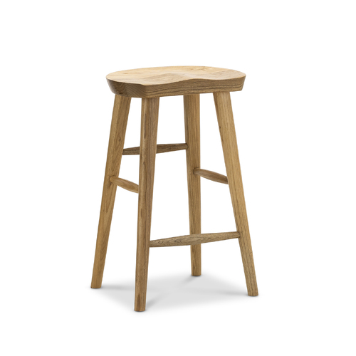 Kuni 65cm Tractor Seat Solid Barstool, Natural