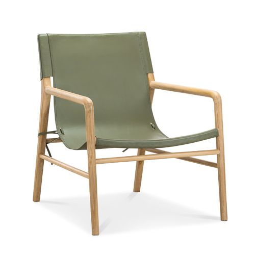 Norah Leather Sling Armchair, Olive Green