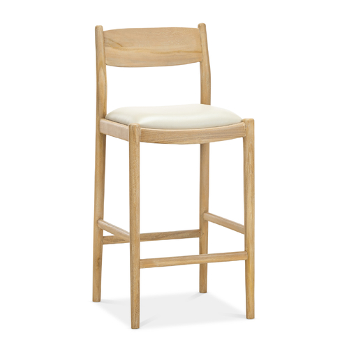 Calum Leather High Back Counter Barstool, Ivory Cream