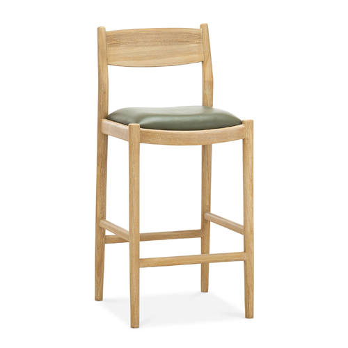 Calum Leather High Back Counter Barstool, Olive Green