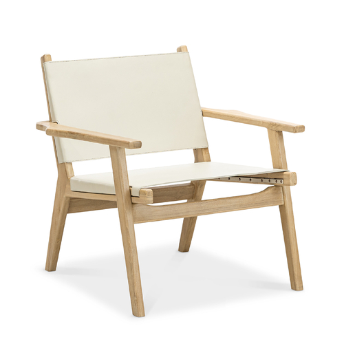 Enzo Leather Sling Armchair, Ivory Cream