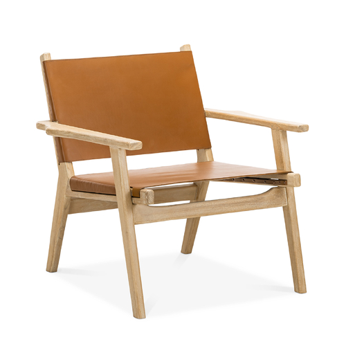 Enzo Leather Sling Armchair, Coco Tan