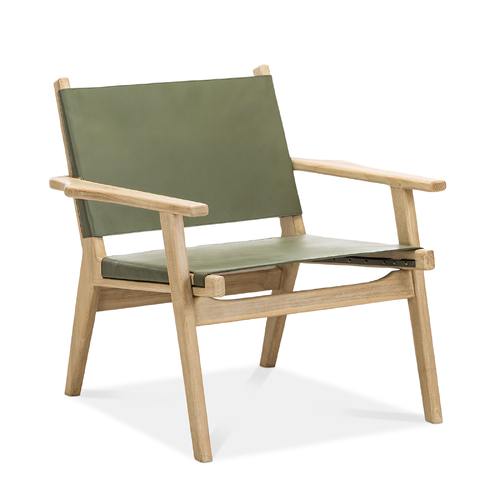 Enzo Leather Sling Armchair, Olive Green