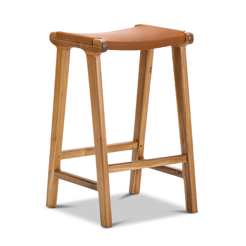 Casey 66cm Flat Leather Barstool, Coco Tan
