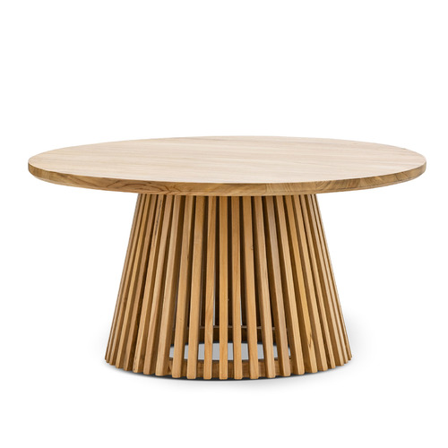 Pedie Round Slat Coffee Table, Natural Teak